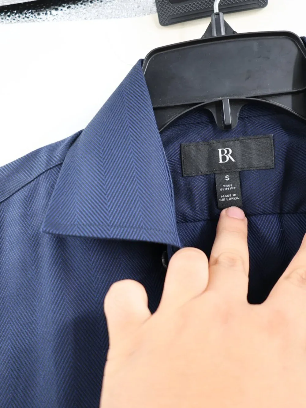 NWT Banana Republic Dress Shirt Mens Small True Slim Fit Herringbone Button Blue